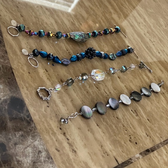 Set of four beautiful SS and Crystal Bracelets EUC 8-8 1/2 in. Long - Picture 6 of 10